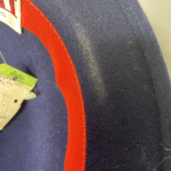 Vintage NOS Adolfo II NY Paris Hat Wool Blue  Felt Feather Netting Church New main image 5
